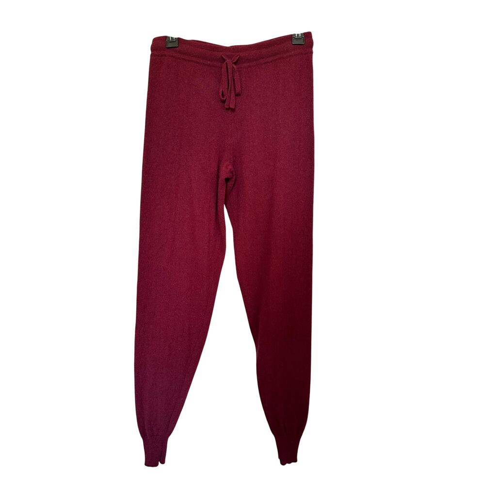 Saks Fifth Avenue 100% Cashmere Joggers Size Small S Burgundy Wine Knit Pants